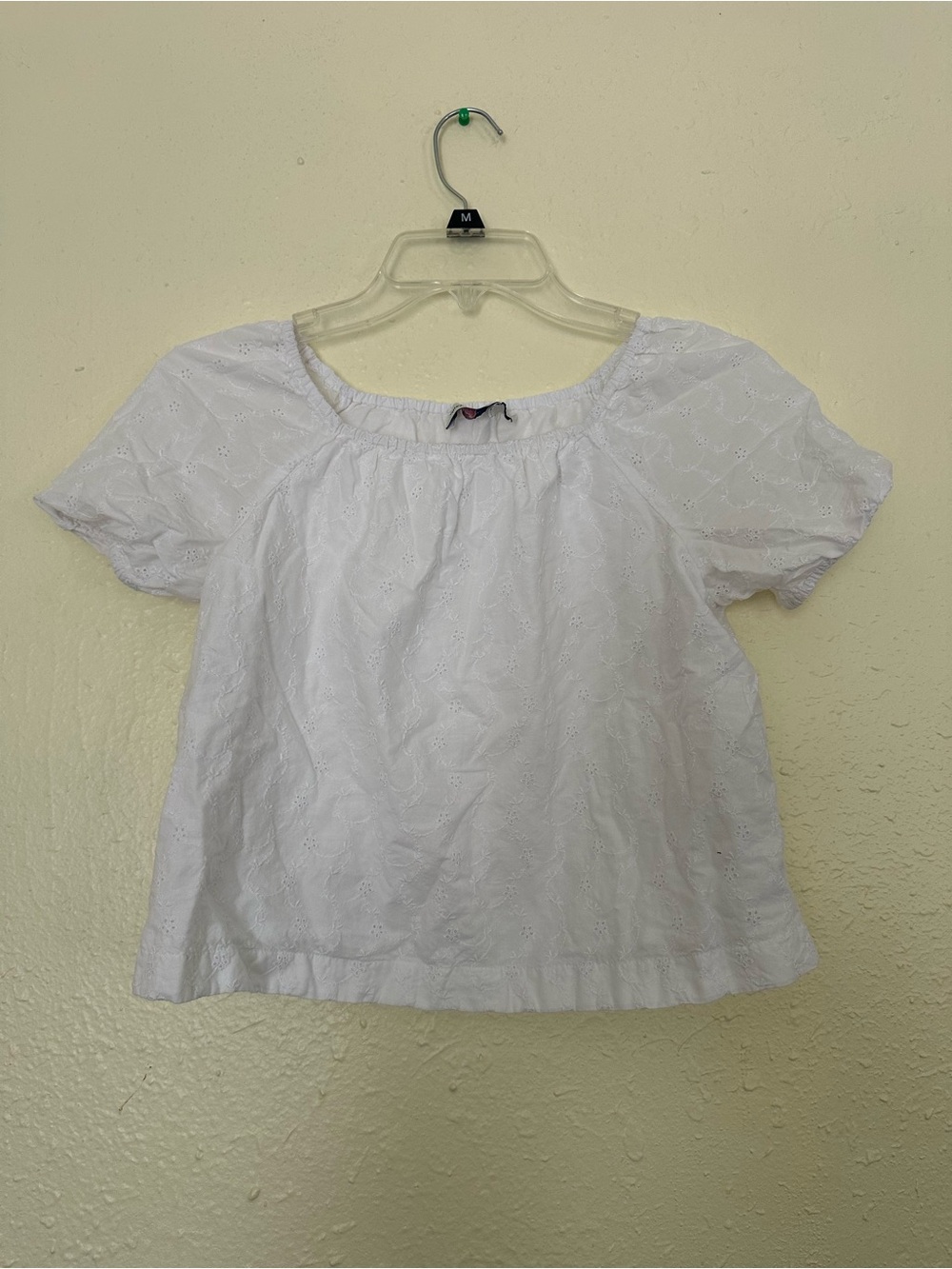 Vineyard Vines White Eyelet Puff-Sleeve Top EUC